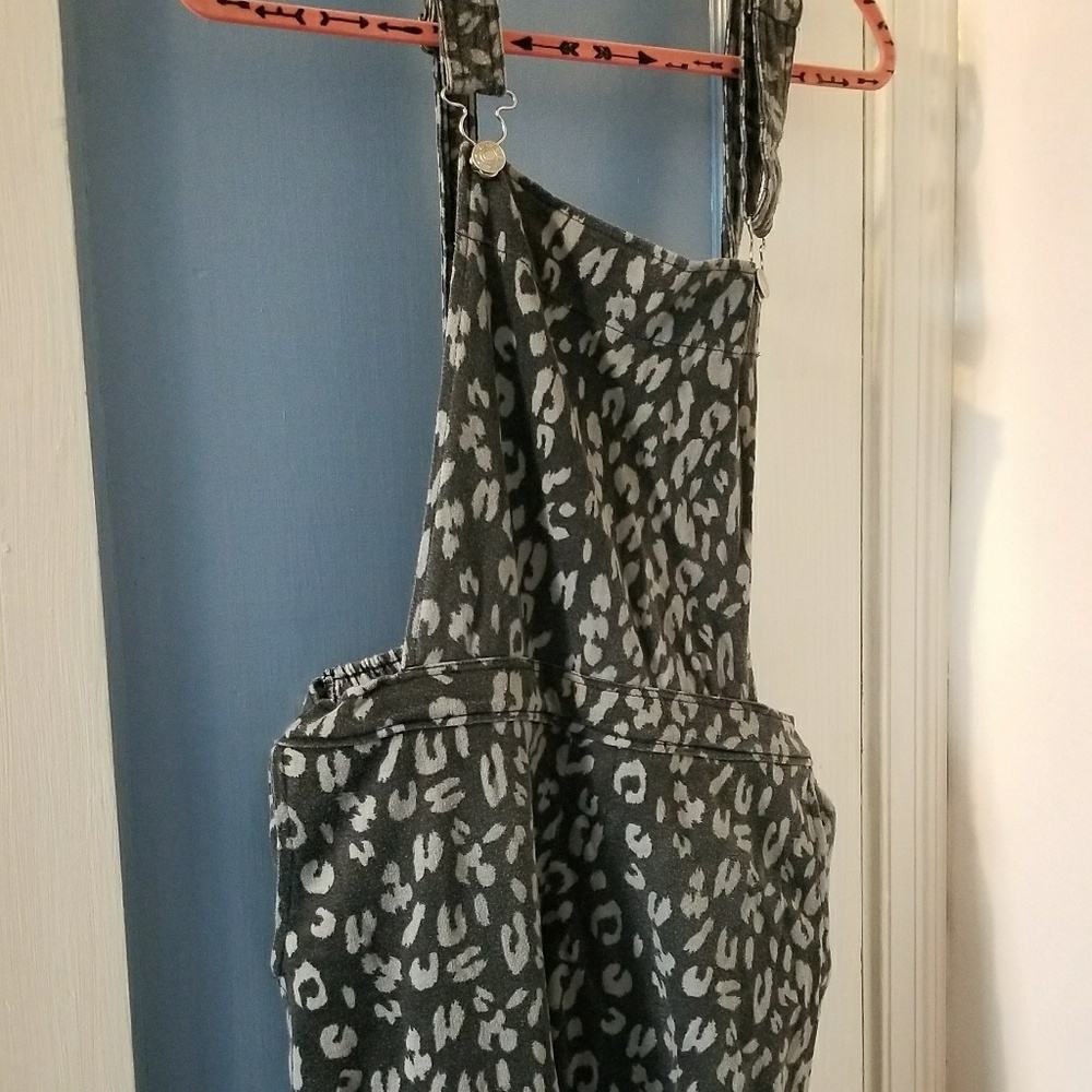 Large black and grey cheetah print jumpsuit